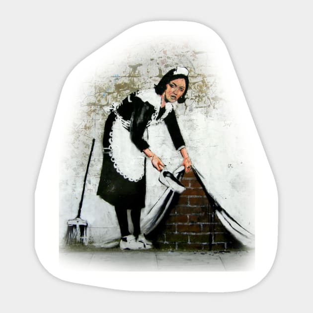 Banksy sweeping it under the carpet Sticker by TeeMax